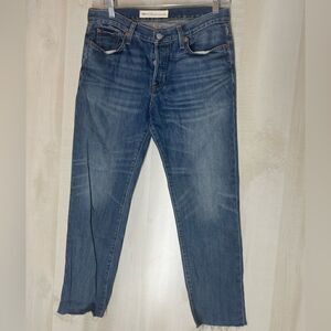 GAP relaxed boyfriend‎ raw hem button fly jeans denim, size 27